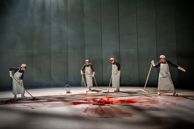 Brutal and visceral stagecraft in Richard III at West Yorkshire Playhouse. Photographer: Anthony Robling.