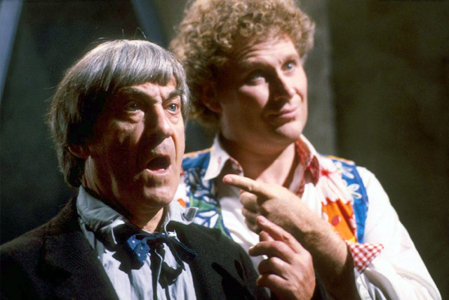 Patrick Troughton returns in The Two Doctors (1985). Photo: BBC.