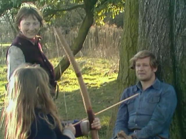 Greg Preston (Ian McCulloch) runs into a youth movement in A Little Learning. Credit: BBC Worldwide.